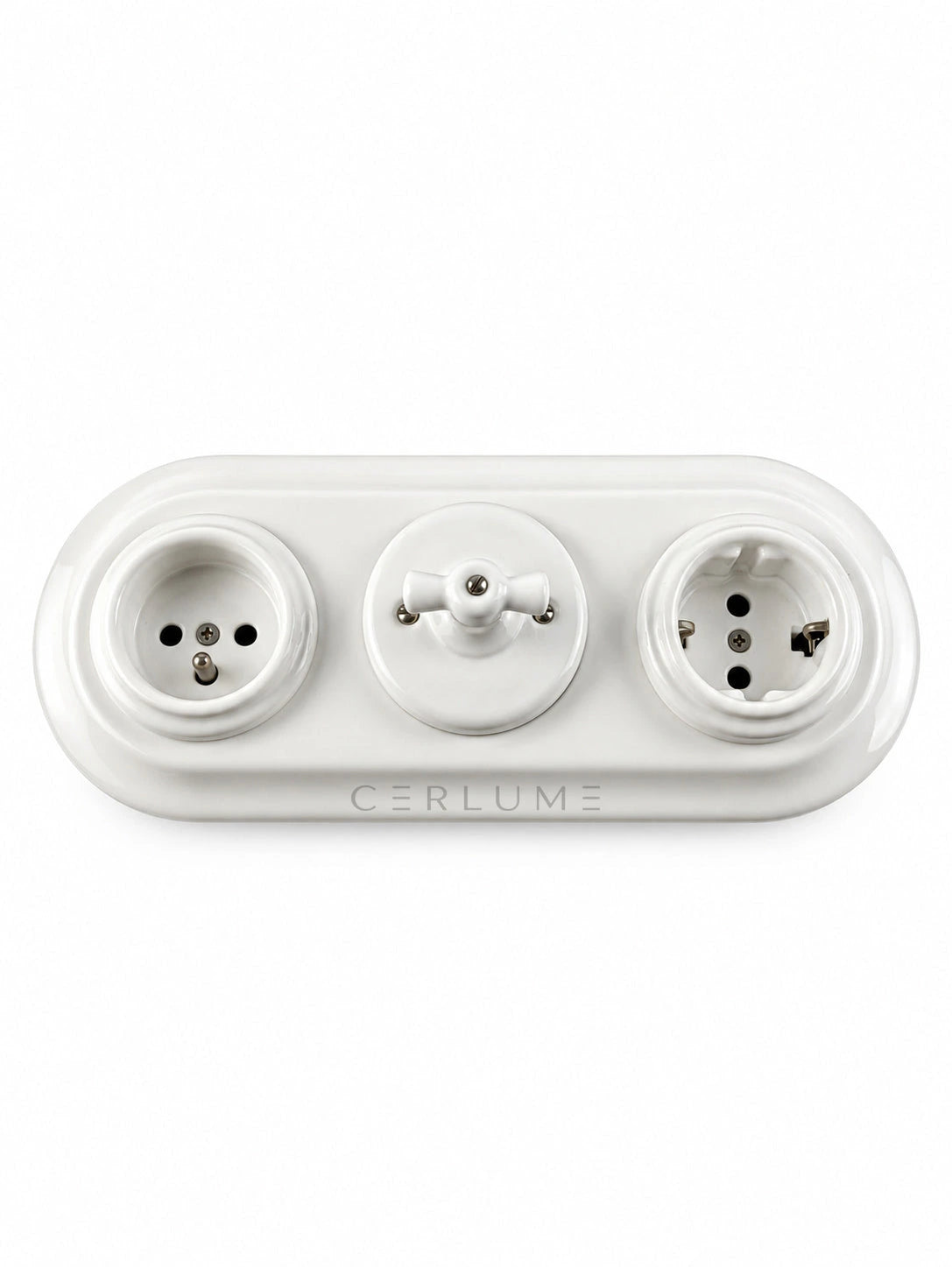 CERLUME white three-gang flush-mounted ceramic combination