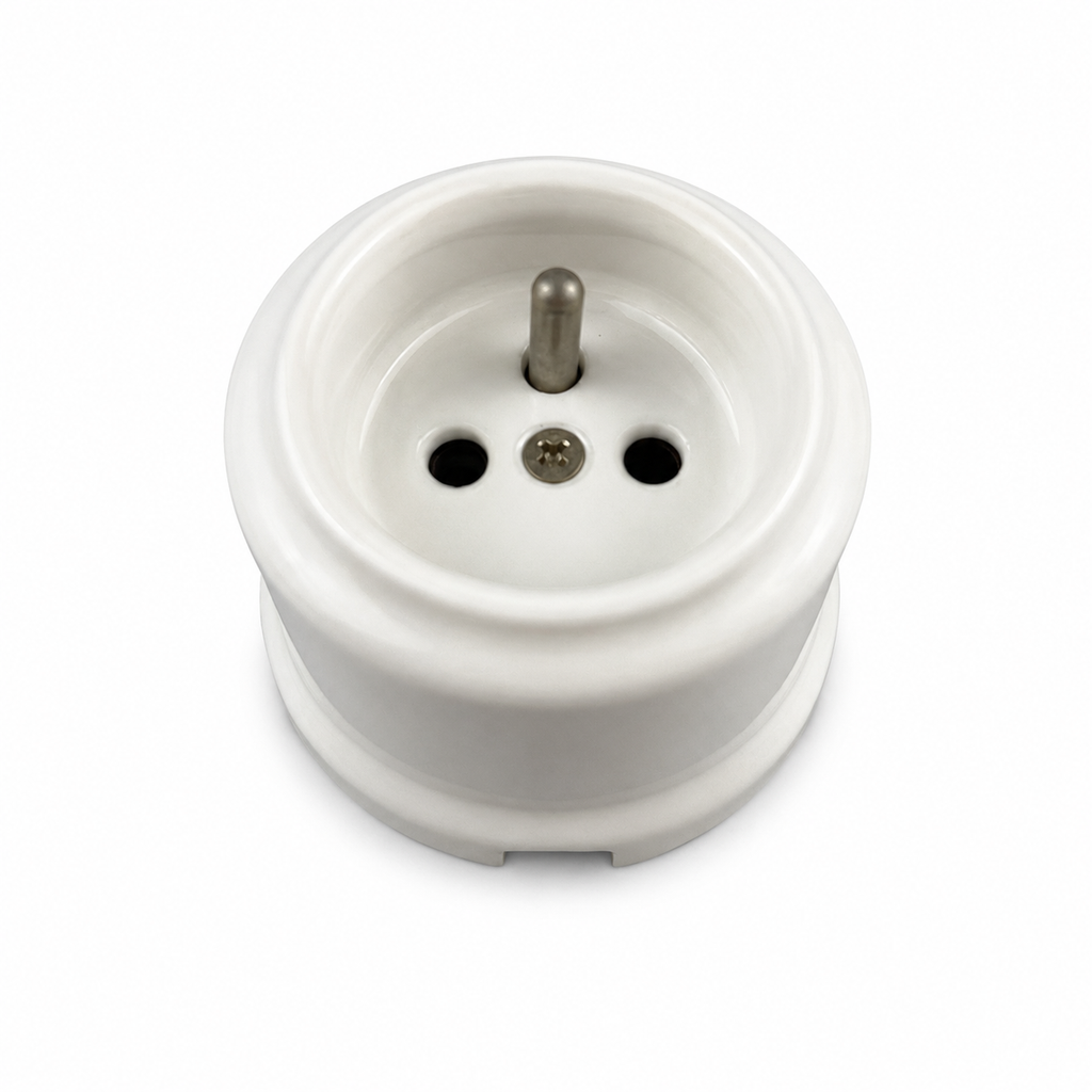 Surface-Mounted Ceramic French Standard Socket Outlet — Model 318