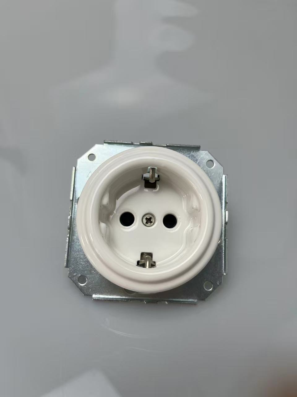 CERLUME Flush-Mounted Ceramic Schuko Socket Outlet, With Safety Shutters, Without Cover – White