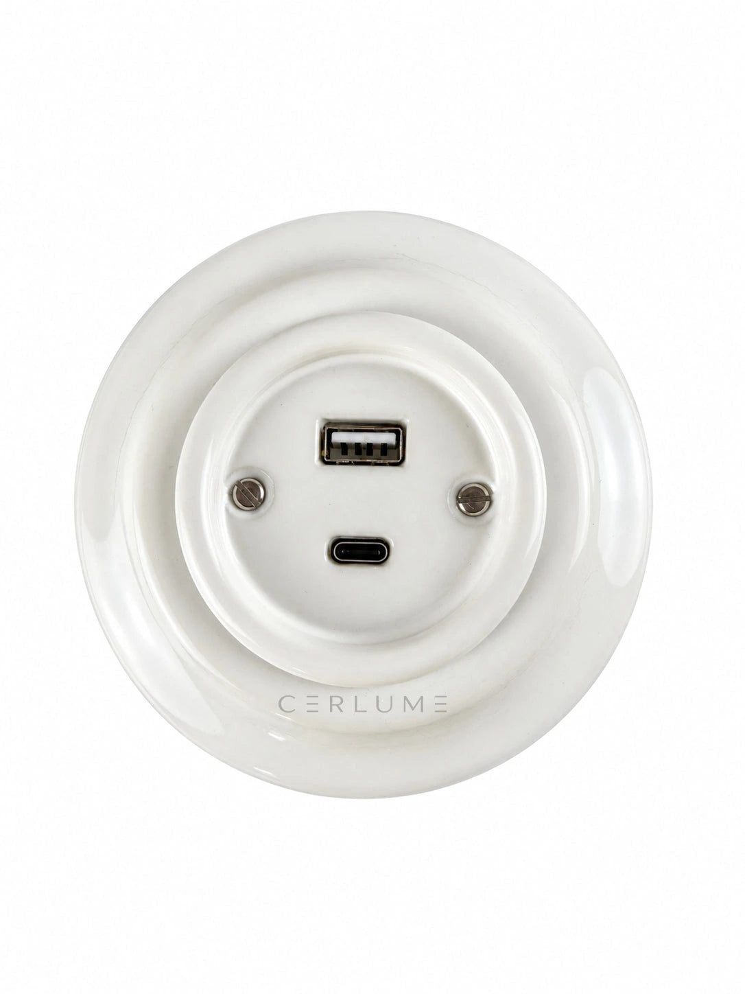 Flush-Mounted Ceramic USB + Type-C Outlet