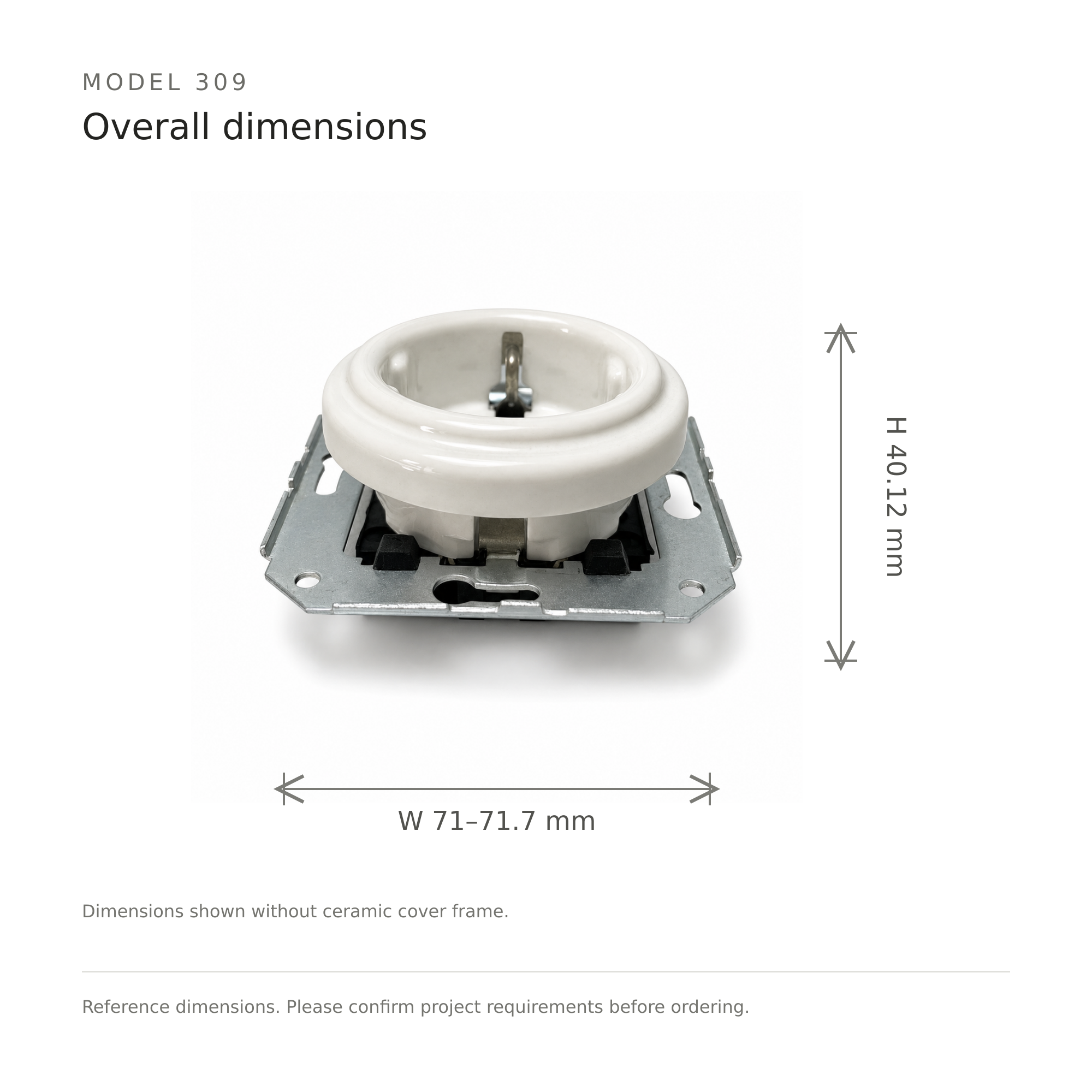 Flush-Mounted Ceramic Schuko Socket Outlet — Model 309