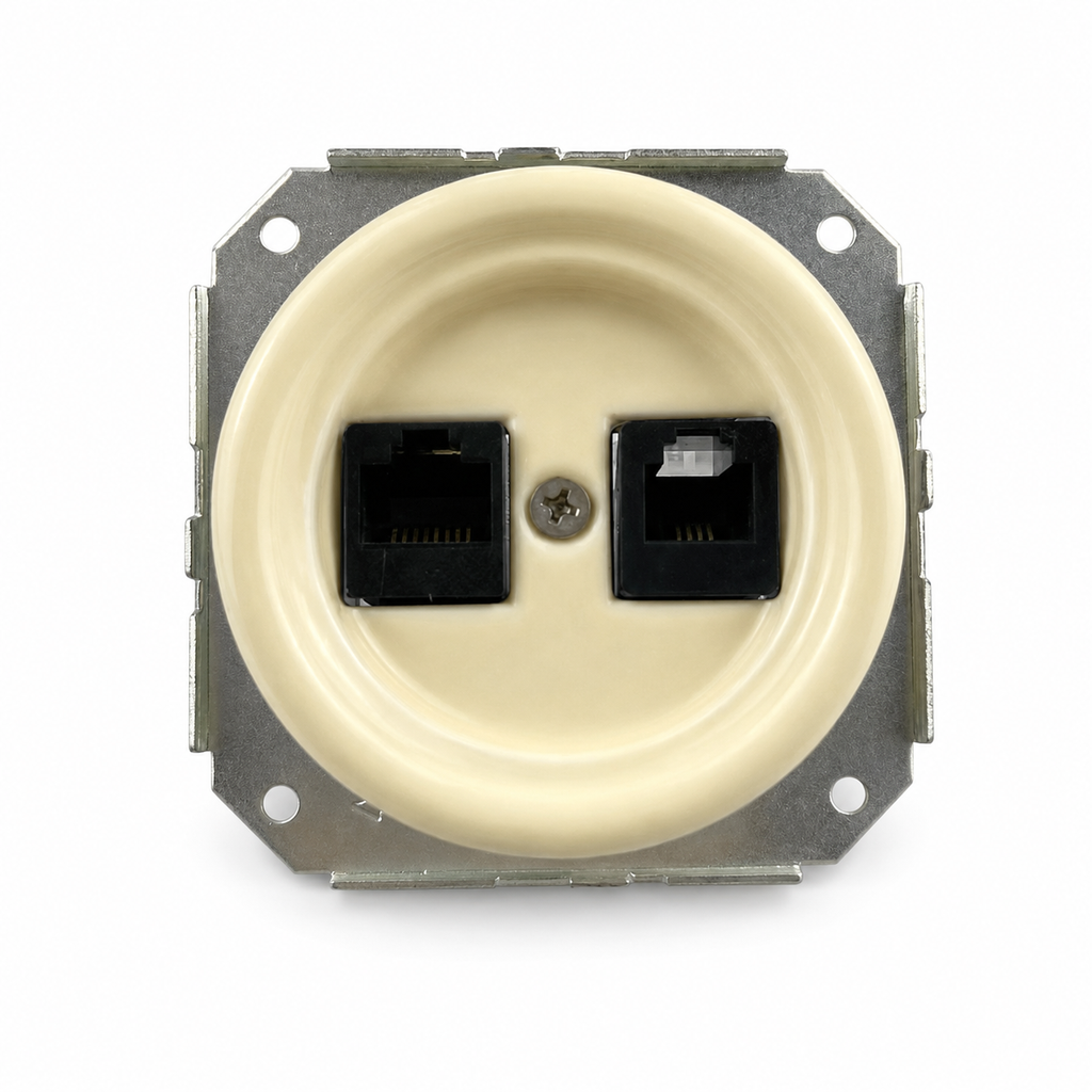 Flush-Mounted Ceramic Data/Telephone Socket — Model 338