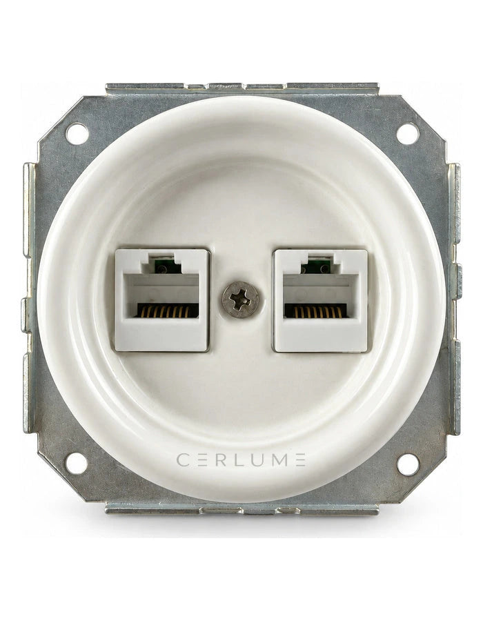Flush-Mounted Ceramic RJ45/RJ11 Outlet
