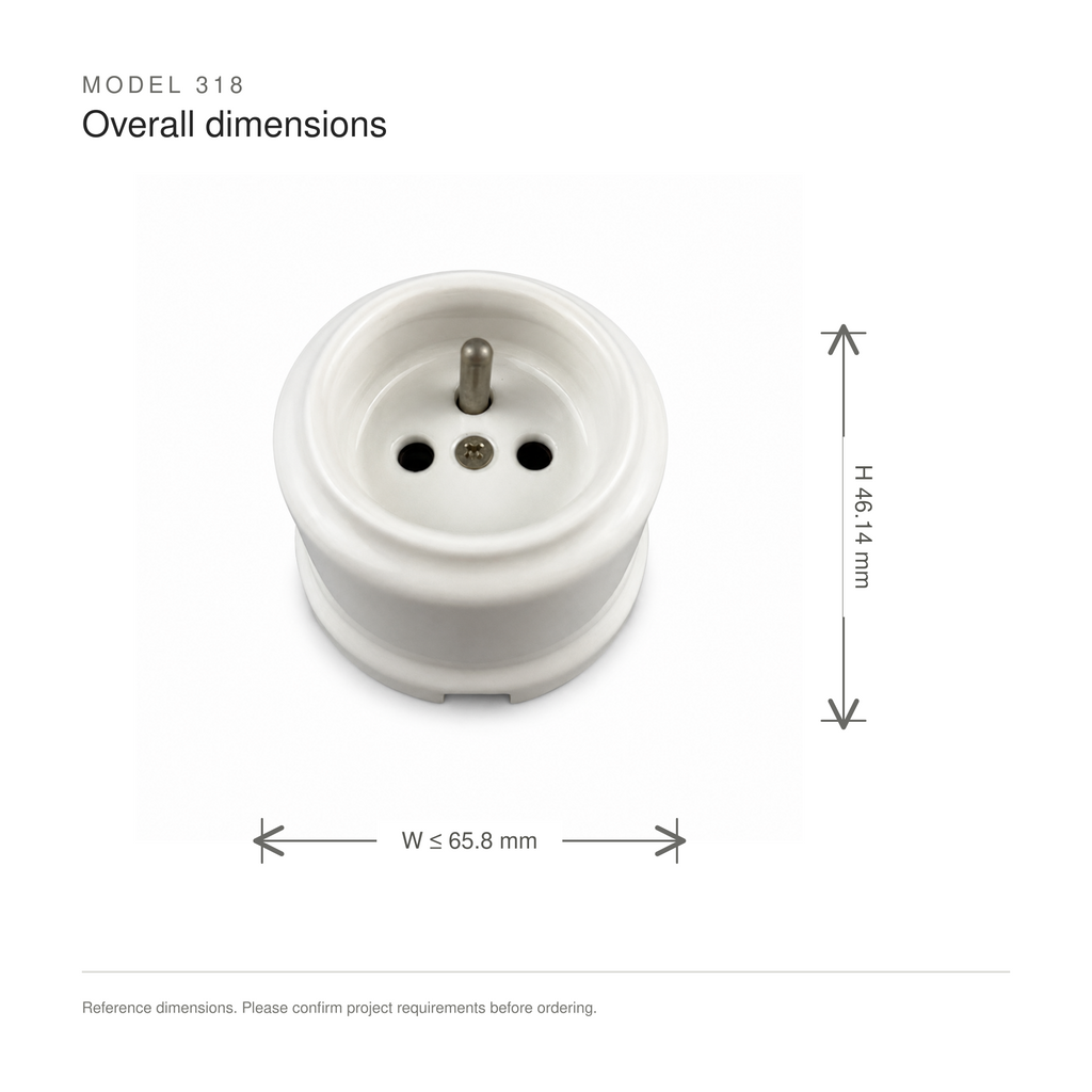 Surface-Mounted Ceramic French Standard Socket Outlet — Model 318