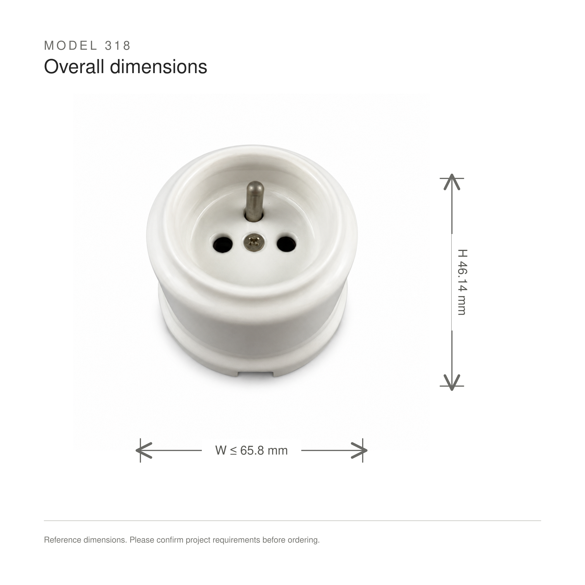 Surface-Mounted Ceramic French Standard Socket Outlet — Model 318