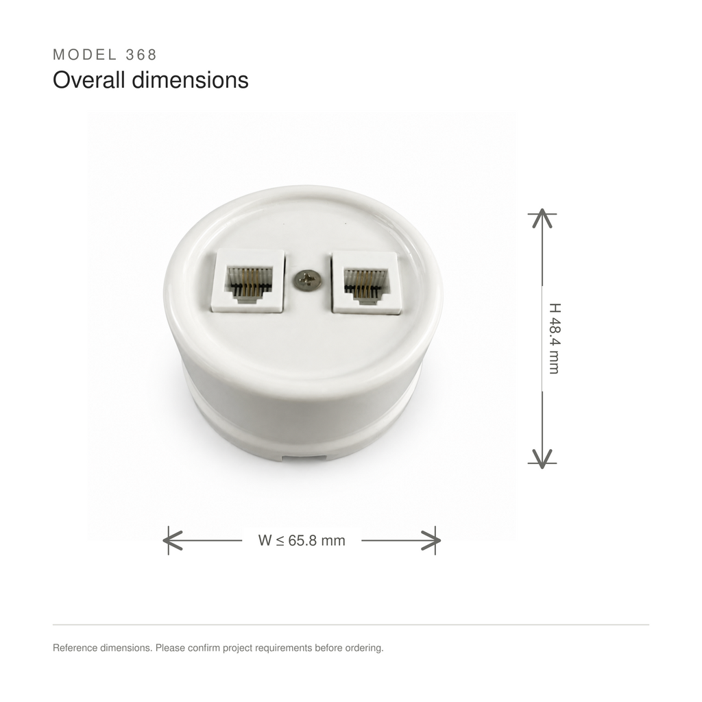 Surface-Mounted Ceramic Data/Telephone Socket — Model 368