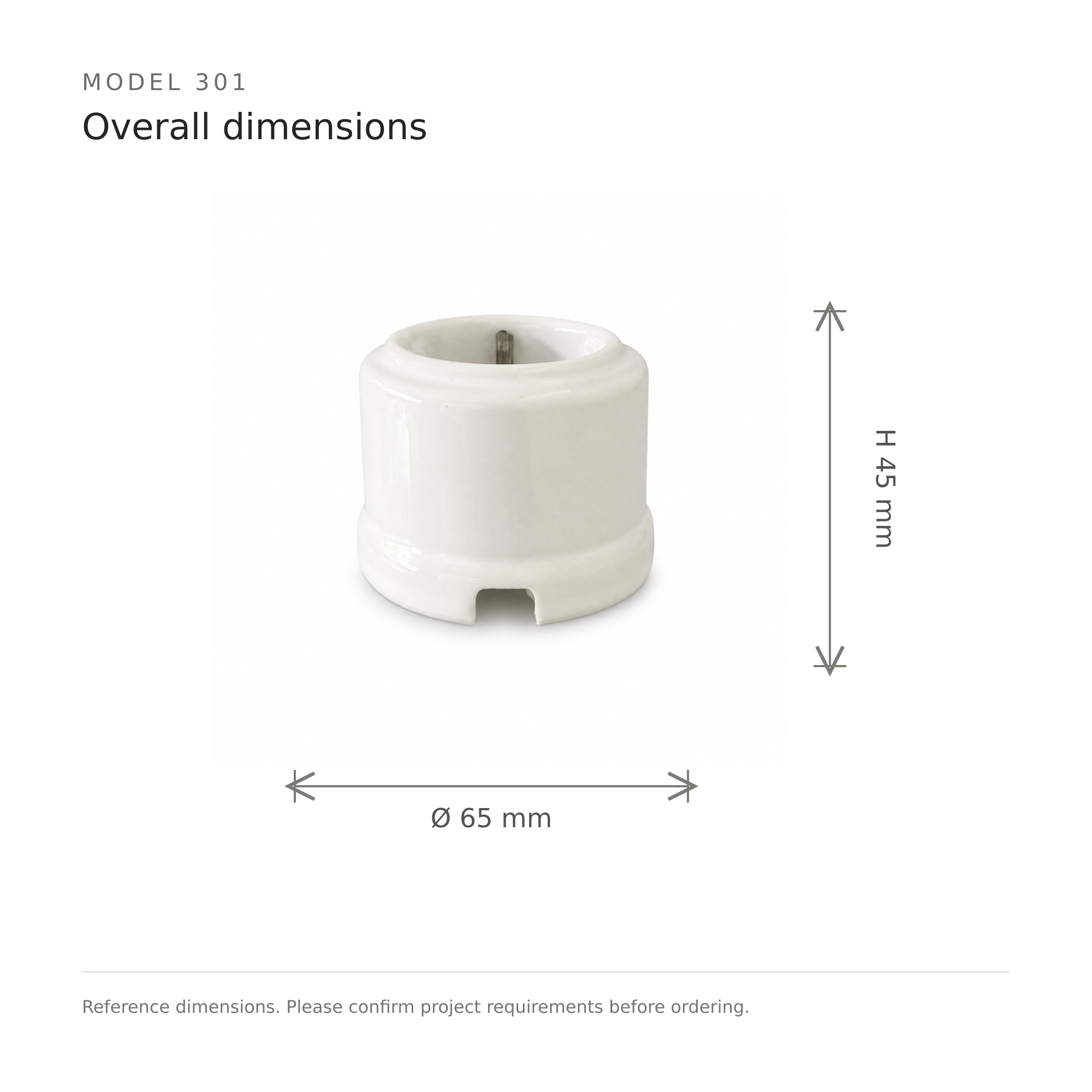 Surface-Mounted Ceramic Schuko Socket Outlet — Model 301