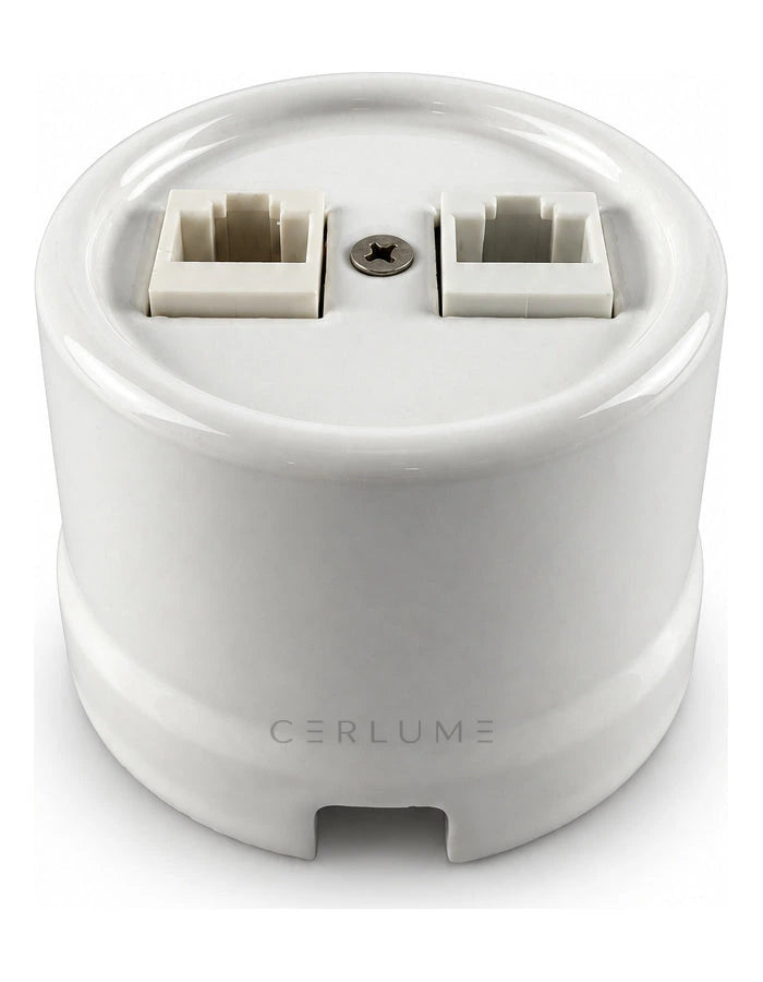 Surface-Mounted Ceramic RJ45/RJ11 Outlet