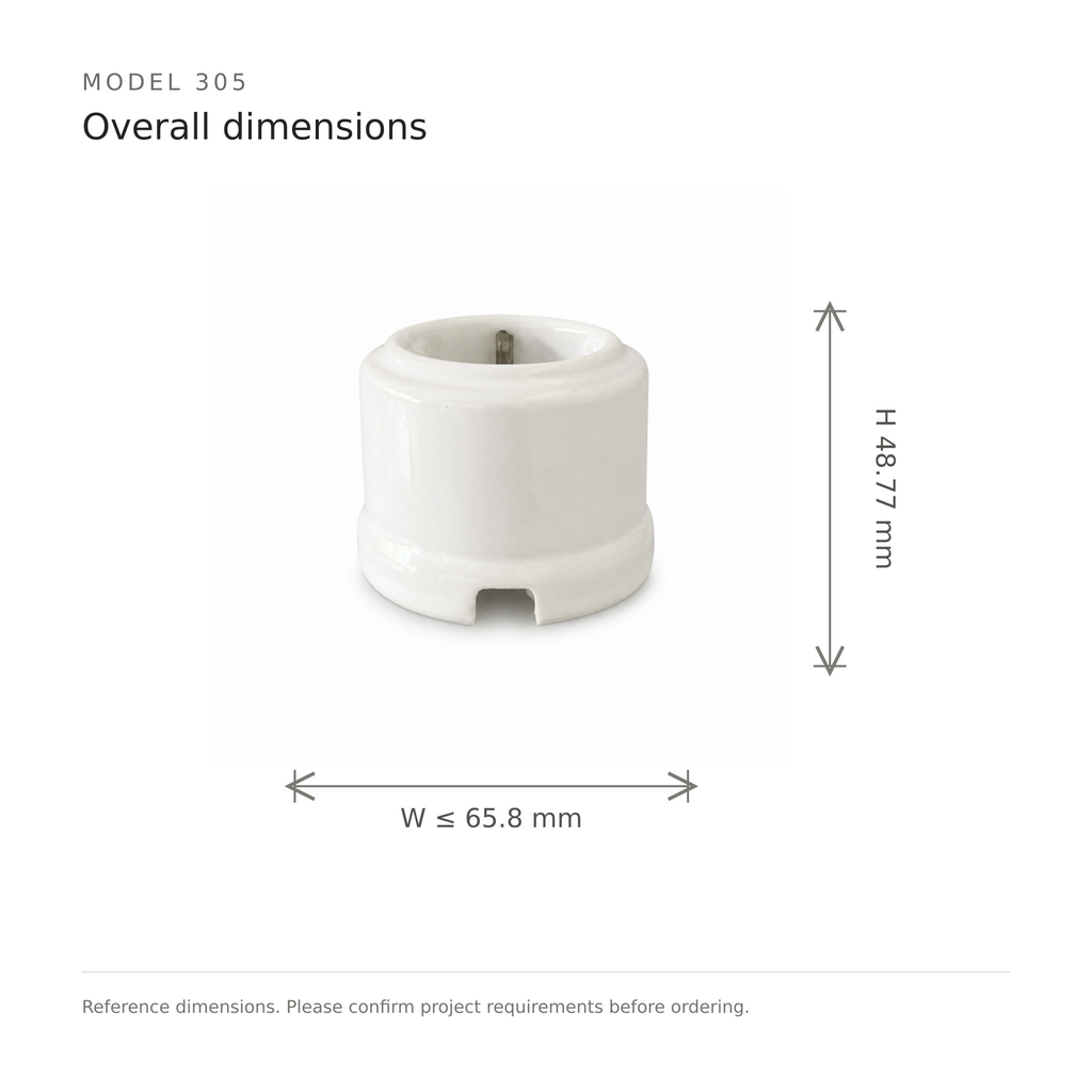 Surface-Mounted Ceramic Schuko Socket Outlet — Model 305