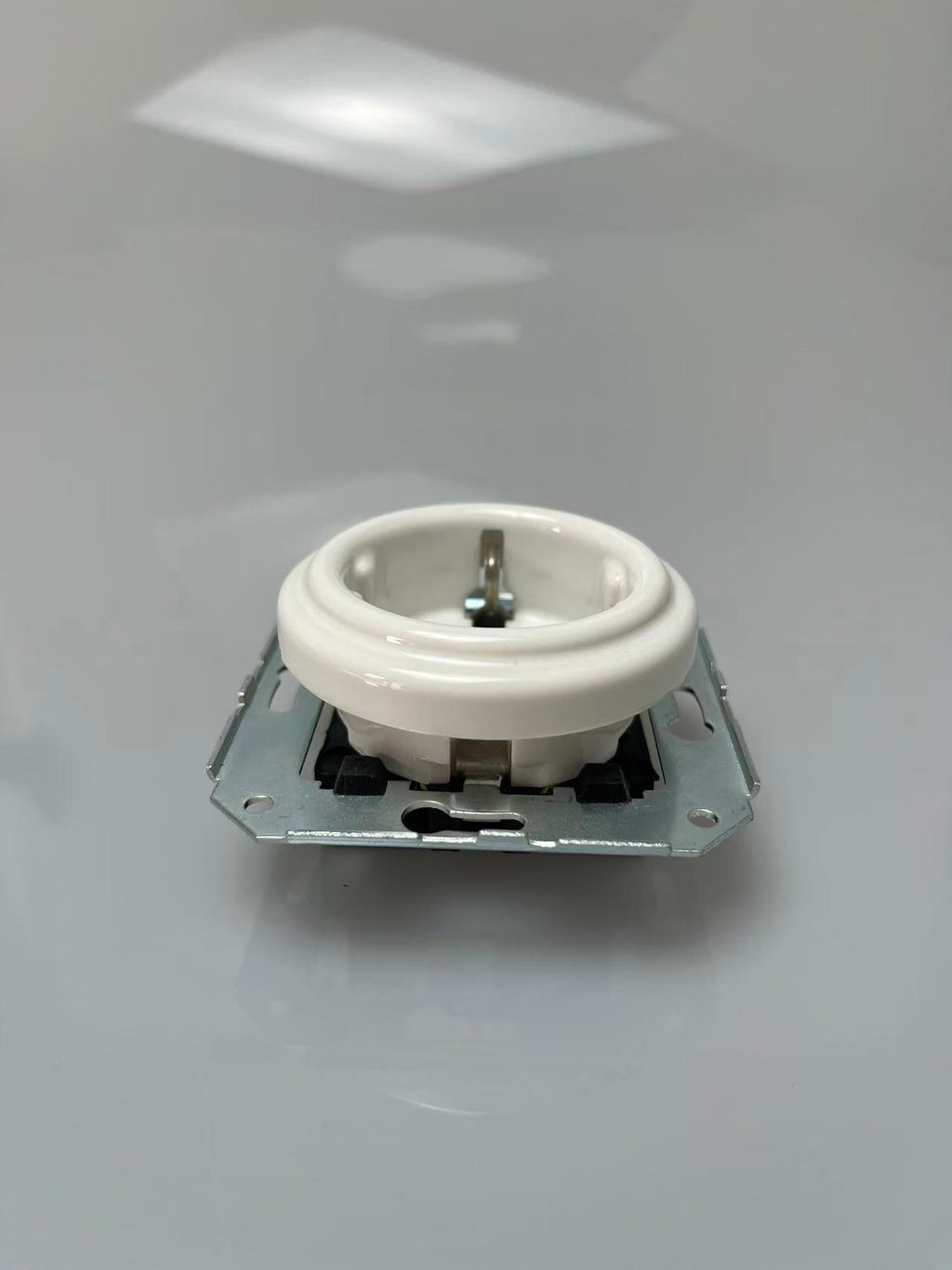 CERLUME Flush-Mounted Ceramic Schuko Socket Outlet, With Safety Shutters, Without Cover – White