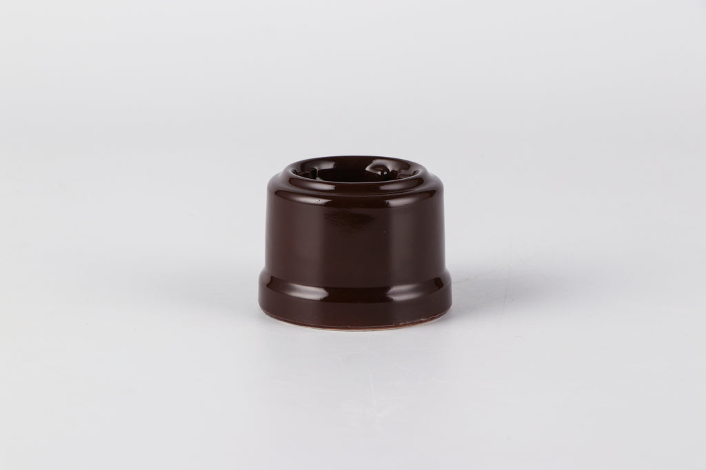 CERLUME Surface-Mounted Ceramic Schuko Socket, With Safety Shutters – Brown