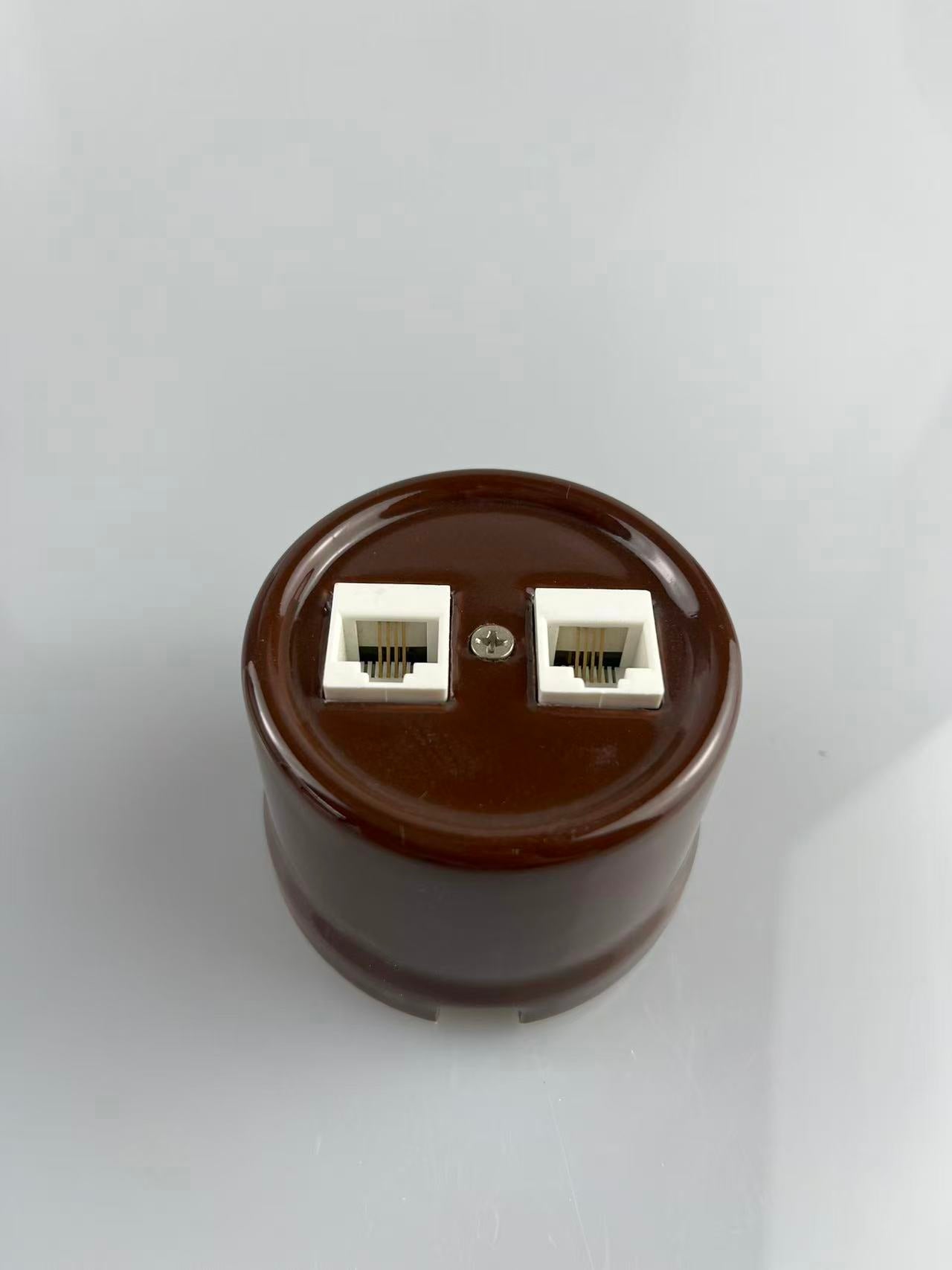 CERLUME Surface-Mounted Ceramic Data/Telephone Socket, WAN+LINE